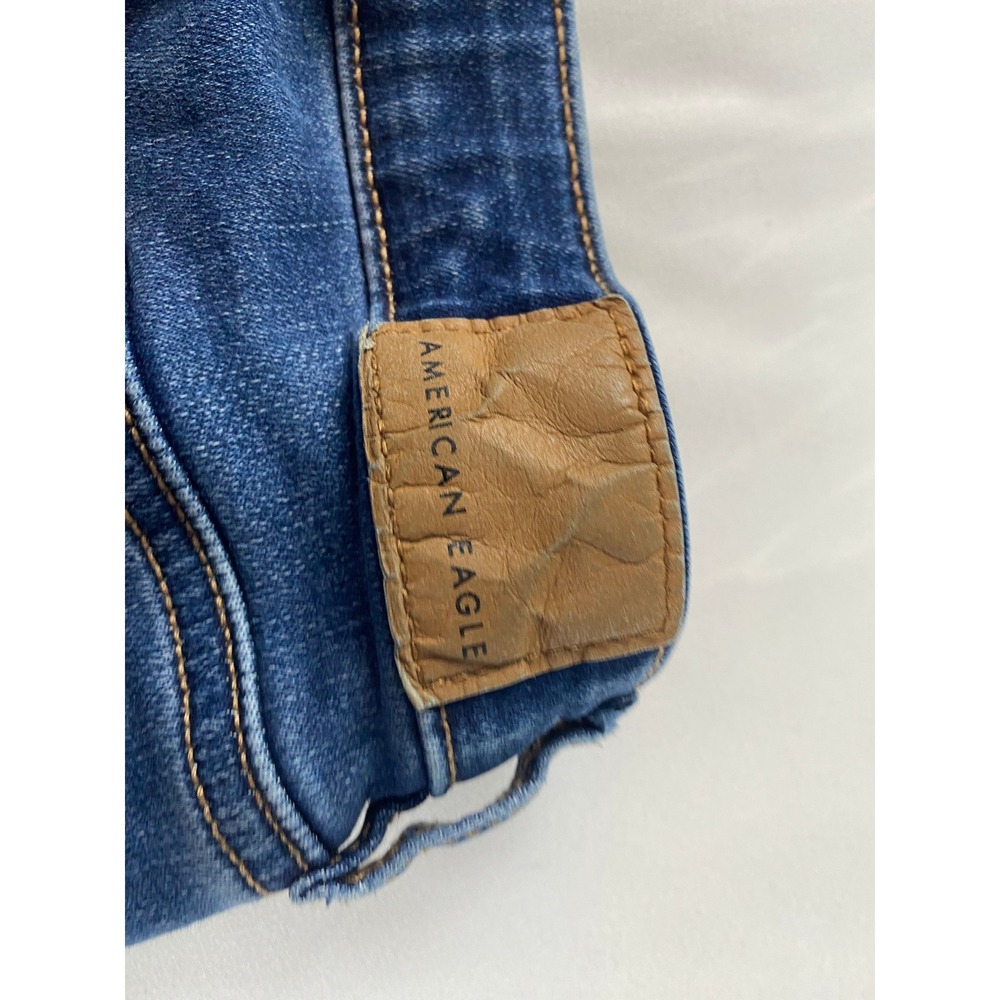 American Eagle Flare Jeans Womens 0‎ Blue Excellent Distressed High Rise Stretch